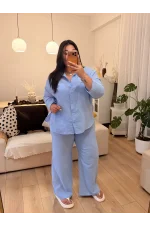 Gömlekli Logolu Müslin Takım - Mavi