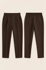 Pileli Double Pantolon - Kahverengi