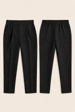 Pileli Double Pantolon - Siyah