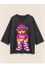Truvakar Geniş Kesim Penye Bluz - Pembe Teddy