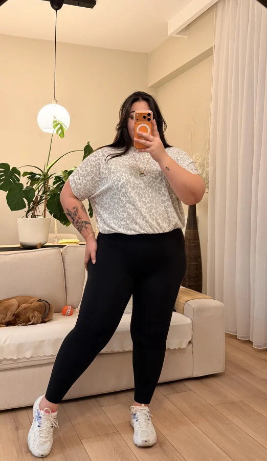 Drape Detaylı Esnek Örme Bluz - Ekru Leopar