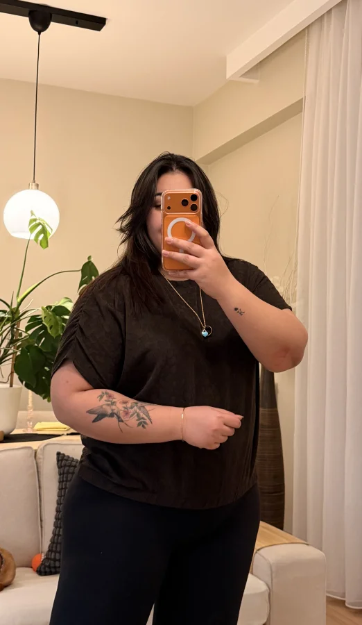 Drape Detaylı Esnek Örme Bluz - Kahve Leopar