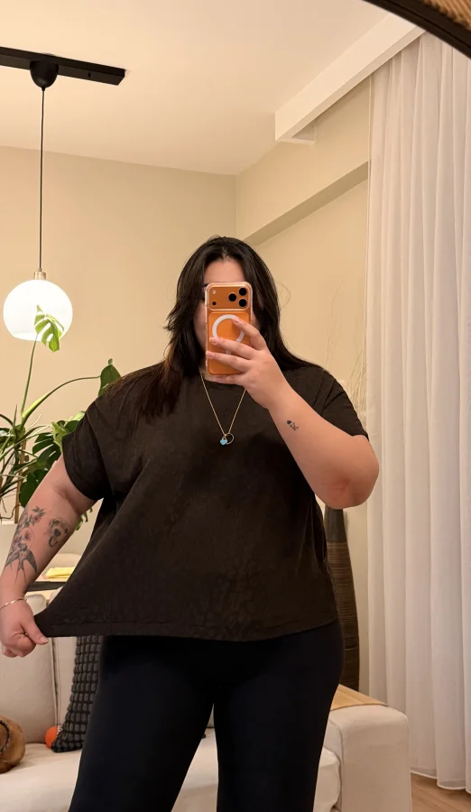 Drape Detaylı Esnek Örme Bluz - Kahve Leopar