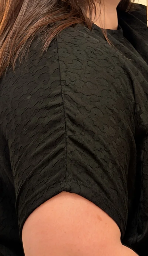 Drape Detaylı Esnek Örme Bluz - Siyah Leopar