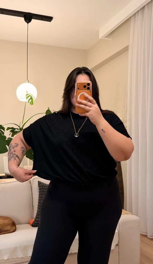 Drape Detaylı Esnek Örme Bluz - Siyah Leopar