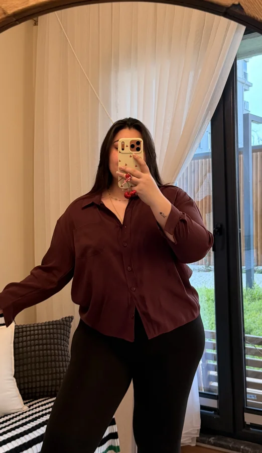 Tensel Modal Gömlek - Bordo