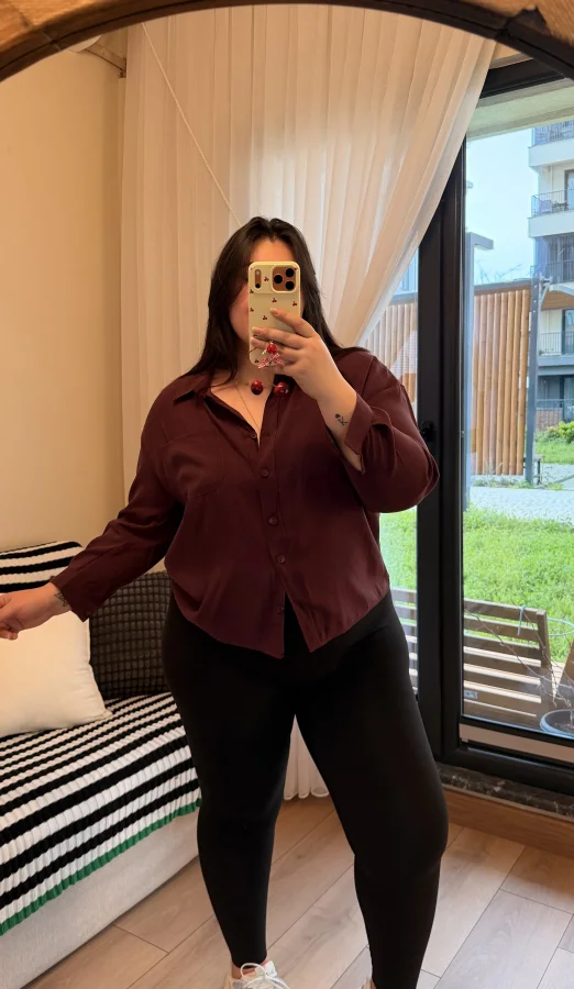 Tensel Modal Gömlek - Bordo