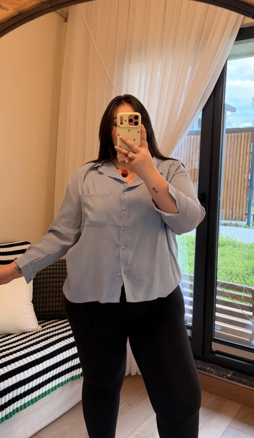 Tensel Modal Gömlek - Mavi