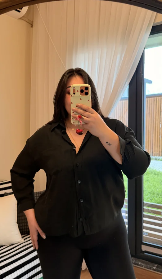 Tensel Modal Gömlek - Siyah