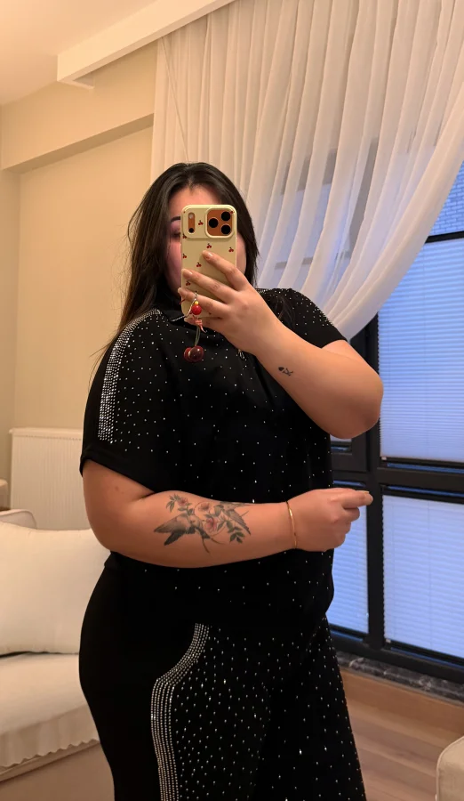 Fermuarlı Taş Detaylı Modal Takım - Siyah