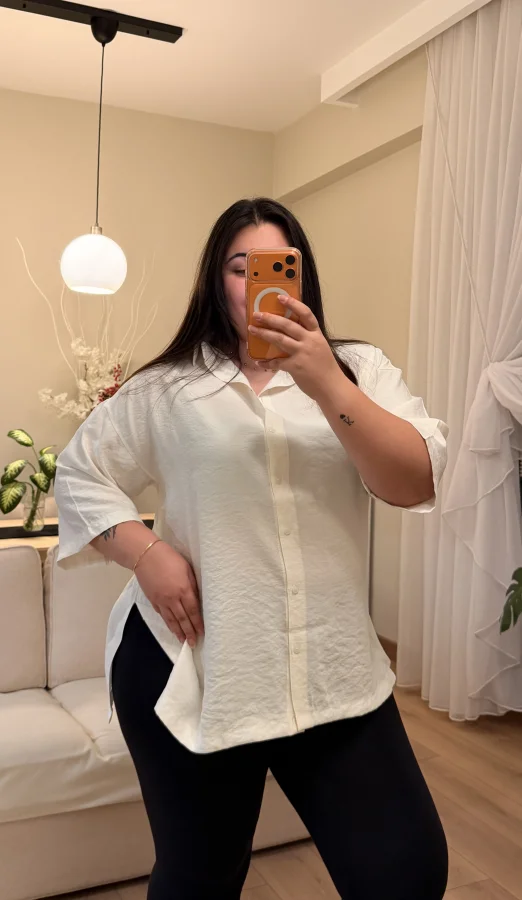 Truvakar Kol Geniş Kesim Tensel Gömlek - Beyaz