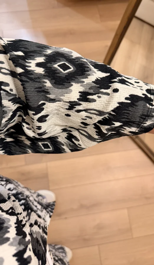 İkili Bürümcük Kimono Takım - Siyah Beyaz