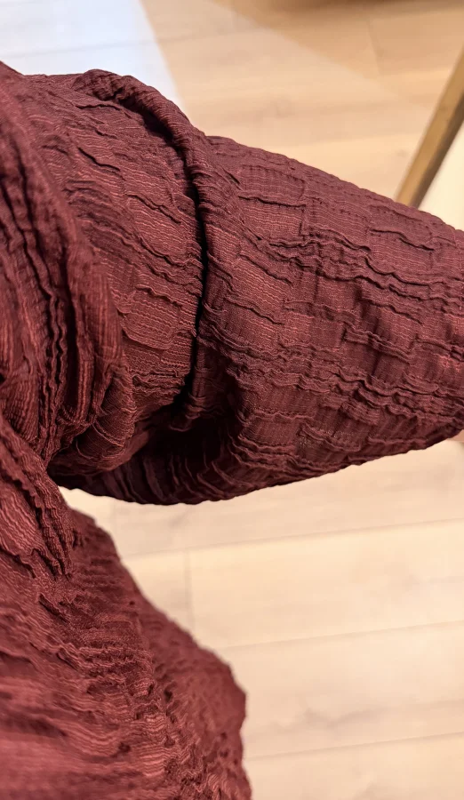 Desenli Esnek Kimono Takım - Bordo