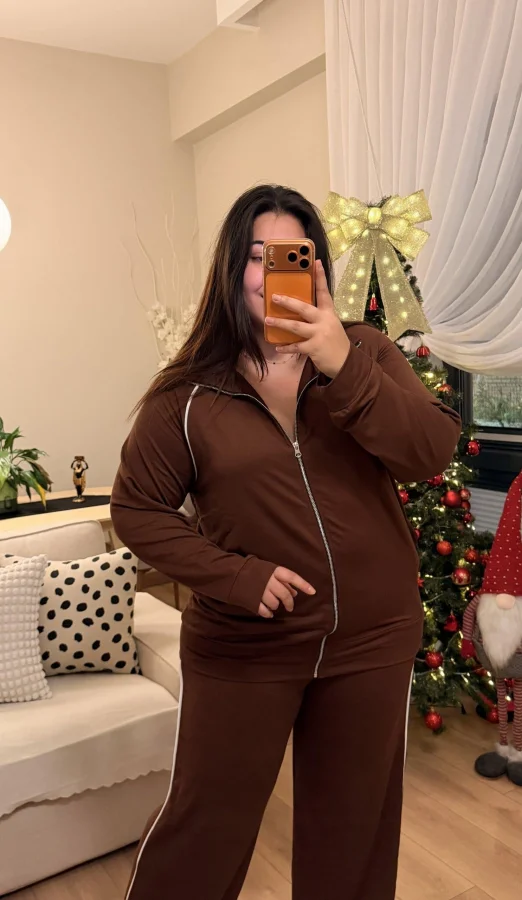 Ara Biyeli Modal Karışımlı Takım - Kahverengi