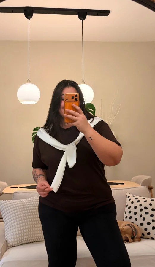 Bağlama Detaylı Modal Bluz - Kahverengi