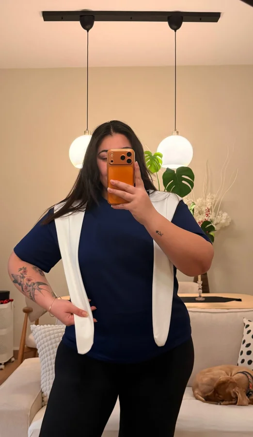 Bağlama Detaylı Modal Bluz - Lacivert