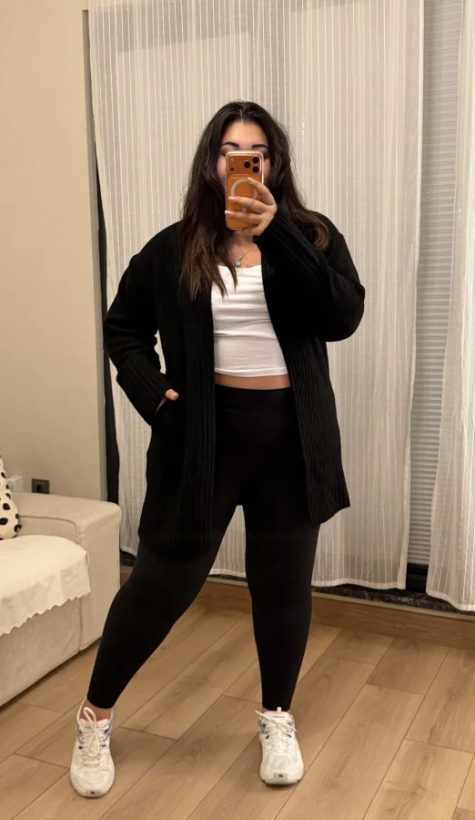 Basic Cepli Esnek Yumoş Hırka - Siyah