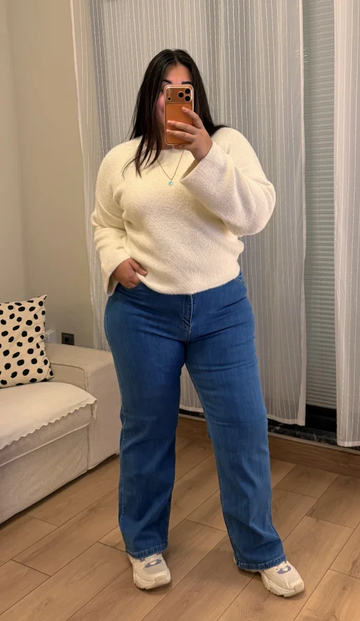 Bel Lastik Detaylı Likralı Boru Paça Kot Pantolon - Mavi