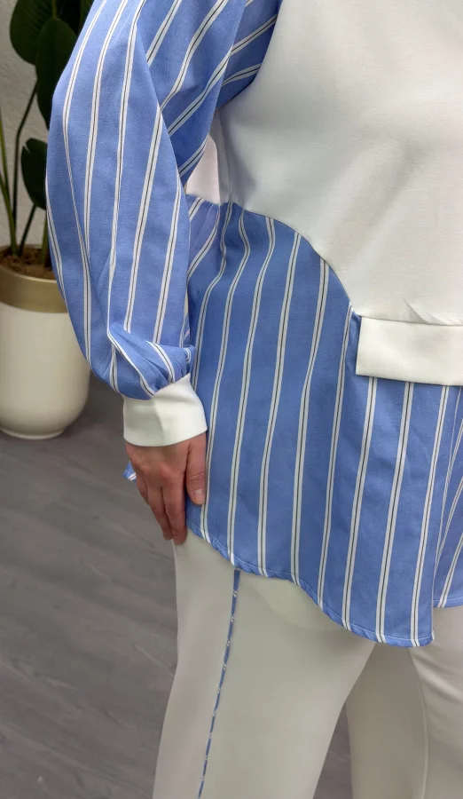 Çift Parçalı Garnili Modal Takım - Beyaz