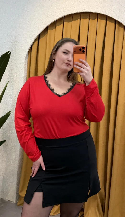 Çift Yırtmaçlı Şortlu Krep Etek - Siyah