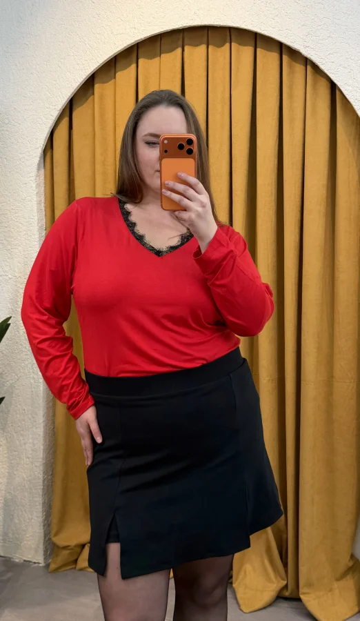 Çift Yırtmaçlı Şortlu Krep Etek - Siyah