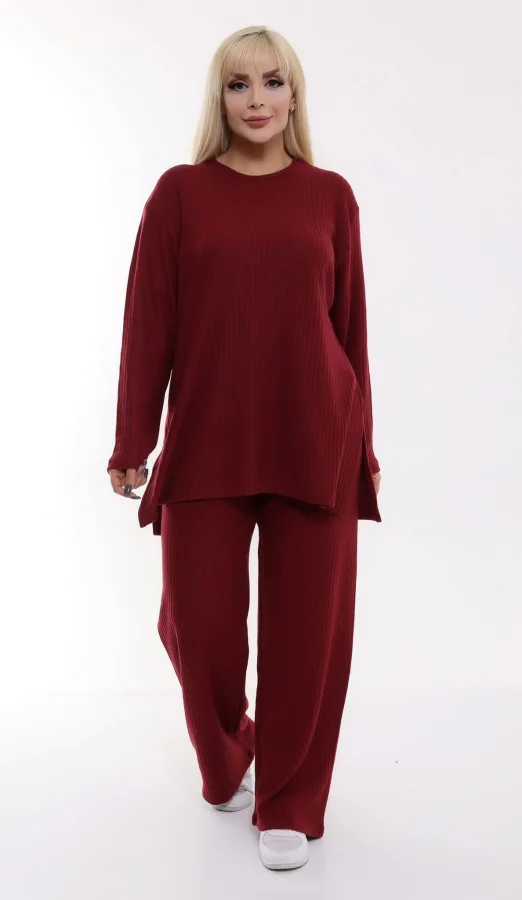 Esnek Fitilli Yumoş Takım - Bordo