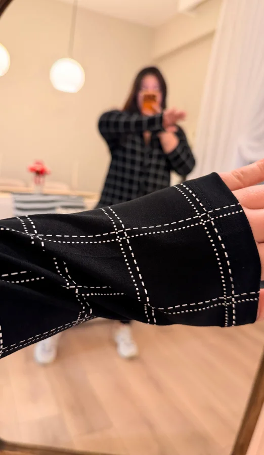 Hakim Yaka Esnek Pamuklu Penye Gömlek - Kareli