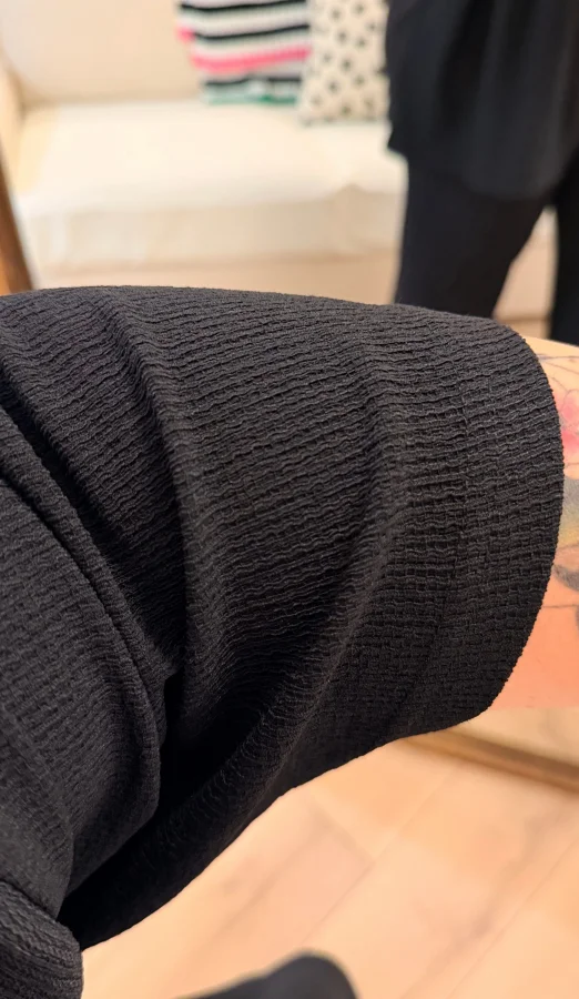 İkili Bürümcük Kimono Takım - Siyah