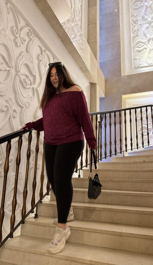 Kayık Yaka Taşlı Modal Bluz - Mürdüm