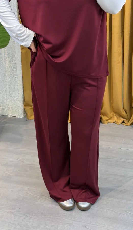 Kolları Parçalı Modal Kapüşonlu Takım - Bordo