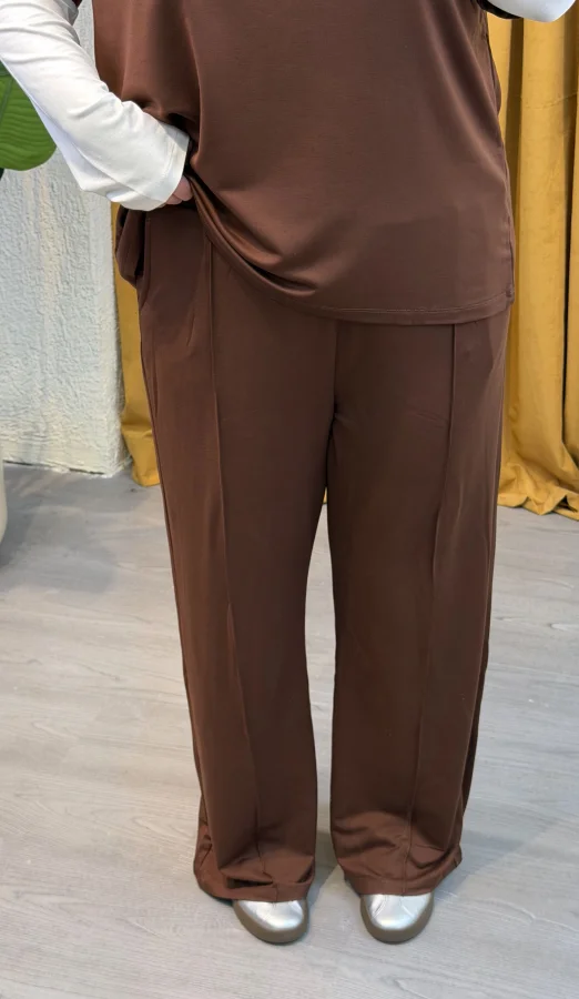 Kolları Parçalı Modal Kapüşonlu Takım - Kahverengi