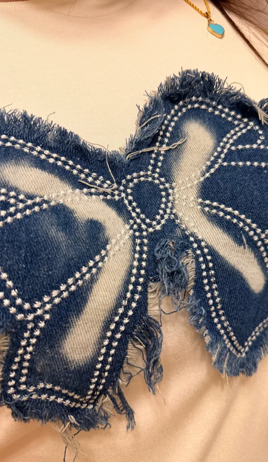 Kot Fiyonklu Pamuklu Tişört - Beyaz