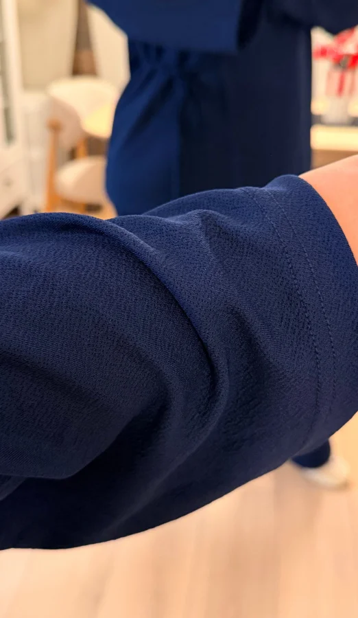 Kruvaze Bağlama Detaylı Broşlu Takım - Lacivert