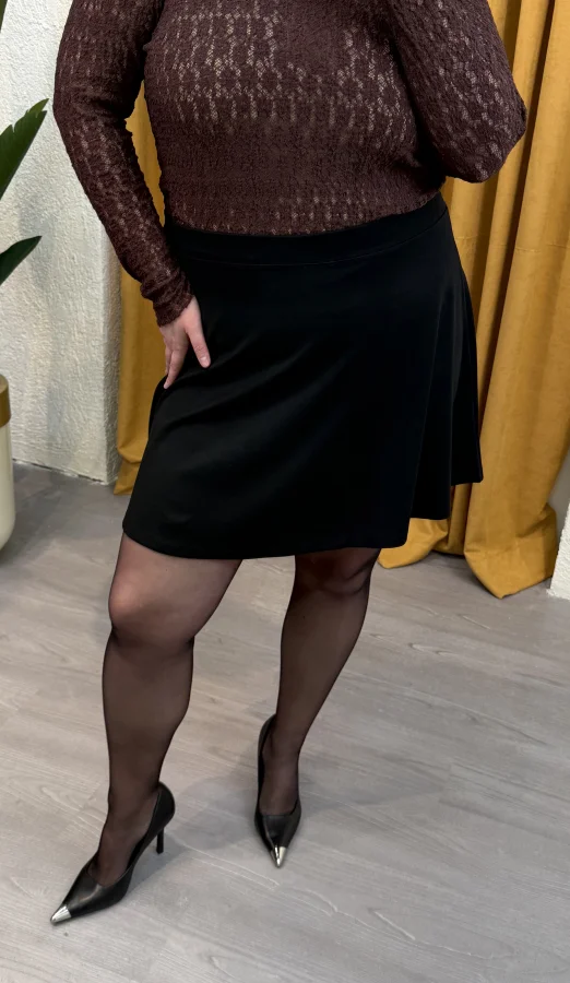 Likralı Çelik Mini Etek - Siyah