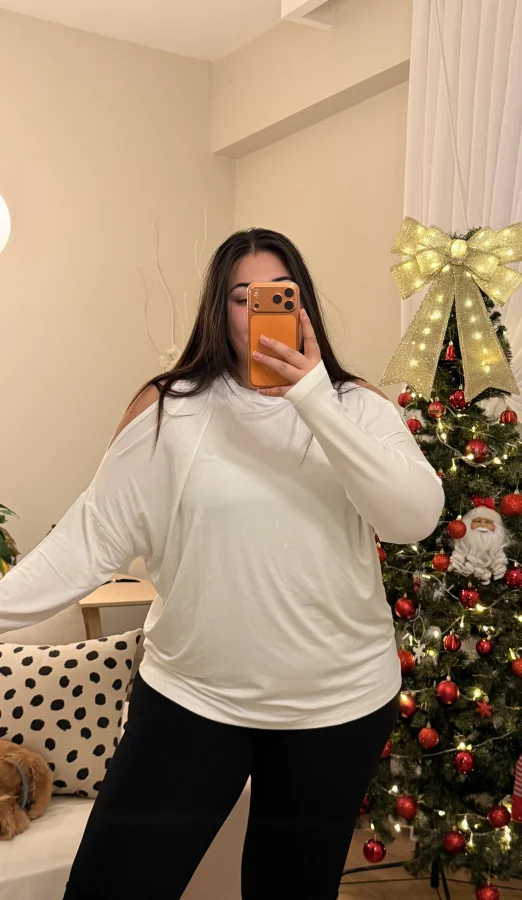 Omuz Detaylı Esnek Modal Bluz - Beyaz