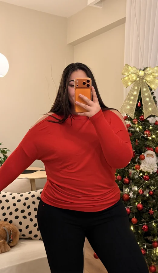 Omuz Detaylı Esnek Modal Bluz - Kırmızı