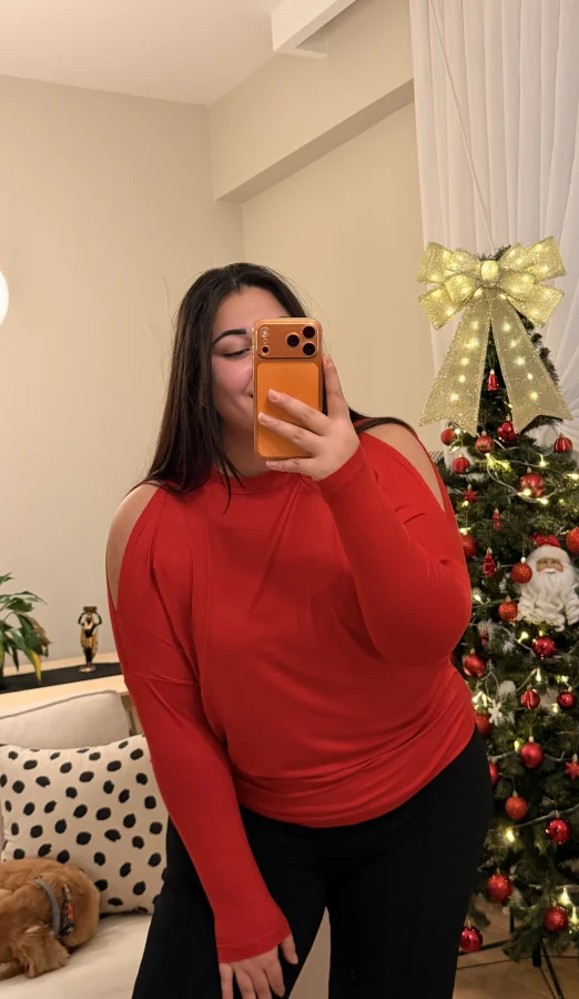 Omuz Detaylı Esnek Modal Bluz - Kırmızı