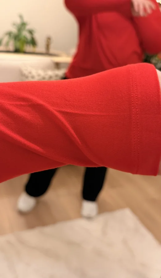 Omuz Detaylı Esnek Modal Bluz - Kırmızı