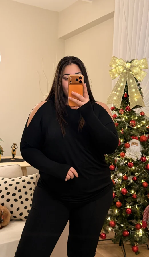 Omuz Detaylı Esnek Modal Bluz - Siyah