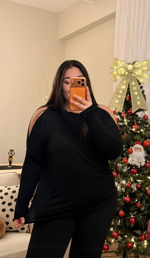 Omuz Detaylı Esnek Modal Bluz - Siyah