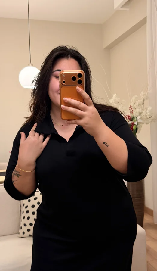 Polo Yaka Modal Basic Elbise - Siyah