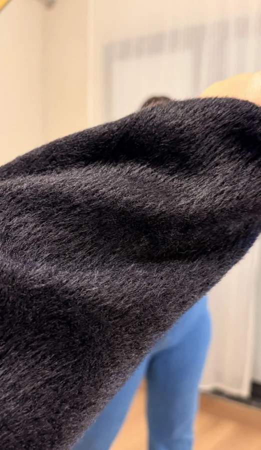 Premium Oversize Sakallı Triko Bluz - Siyah