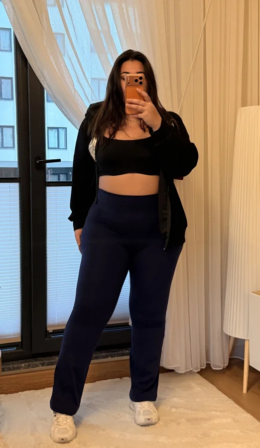 Premium Yüksek Bel Toparlayıcı Belize İspanyol Tayt - Lacivert