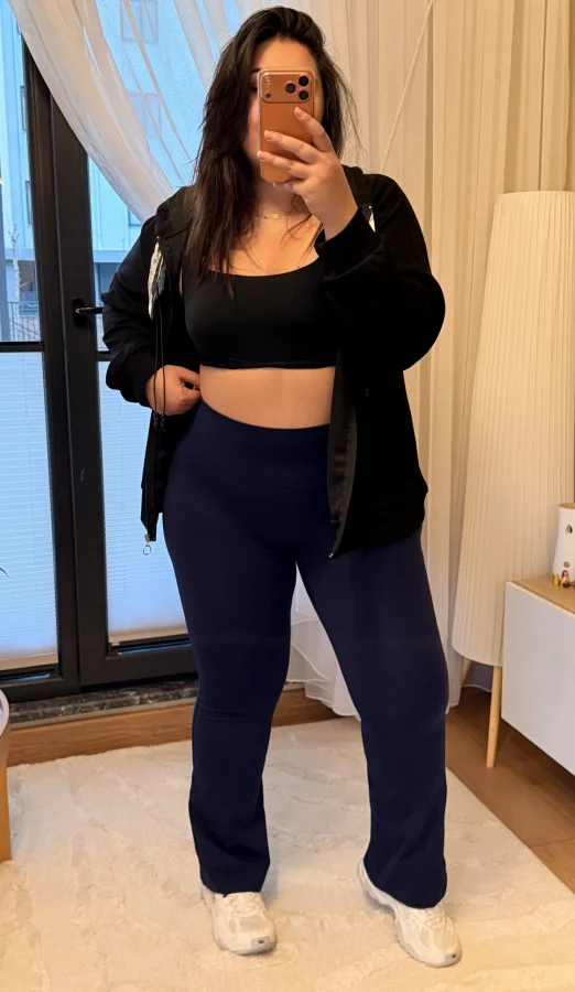 Premium Yüksek Bel Toparlayıcı Belize İspanyol Tayt - Lacivert