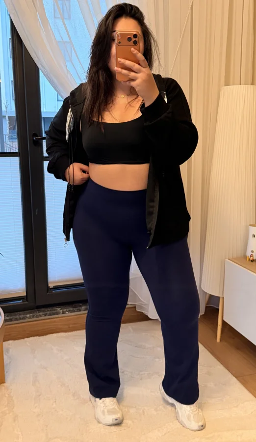 Premium Yüksek Bel Toparlayıcı Belize İspanyol Tayt - Lacivert