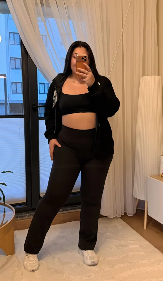 Premium Yüksek Bel Toparlayıcı Belize İspanyol Tayt - Siyah