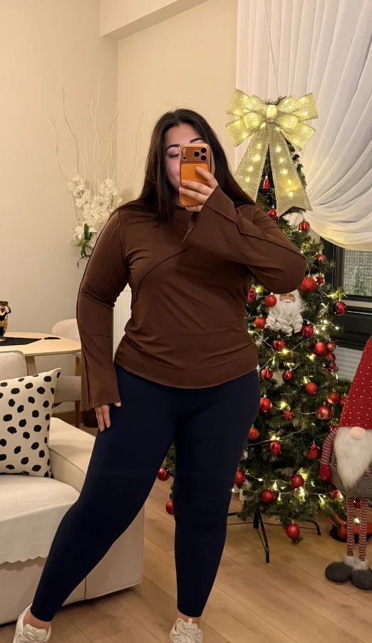 Sufle Detaylı İspanyol Kol Modal Bluz - Kahverengi