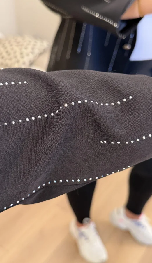 Taş Detaylı Premium Astarlı Blazer Ceket - Siyah