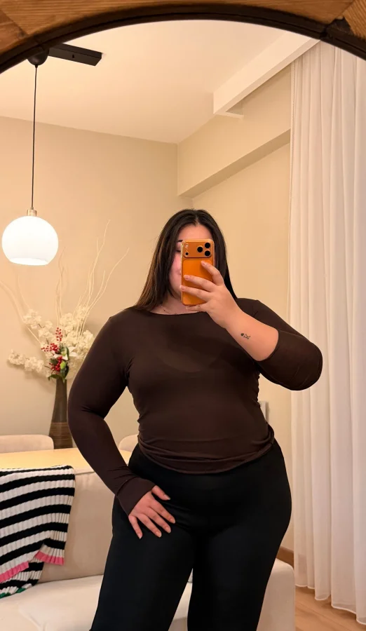 Transparan Modal Bluz - Kahverengi