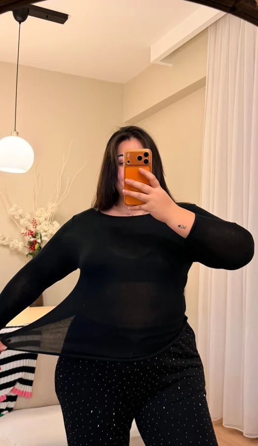 Transparan Modal Bluz - Siyah